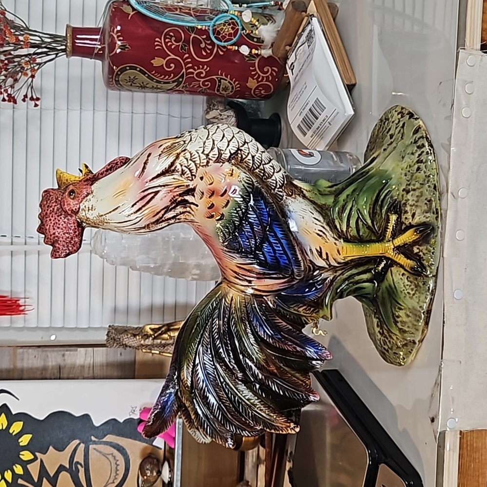 Colorful Rooster Figurine 15”x15”